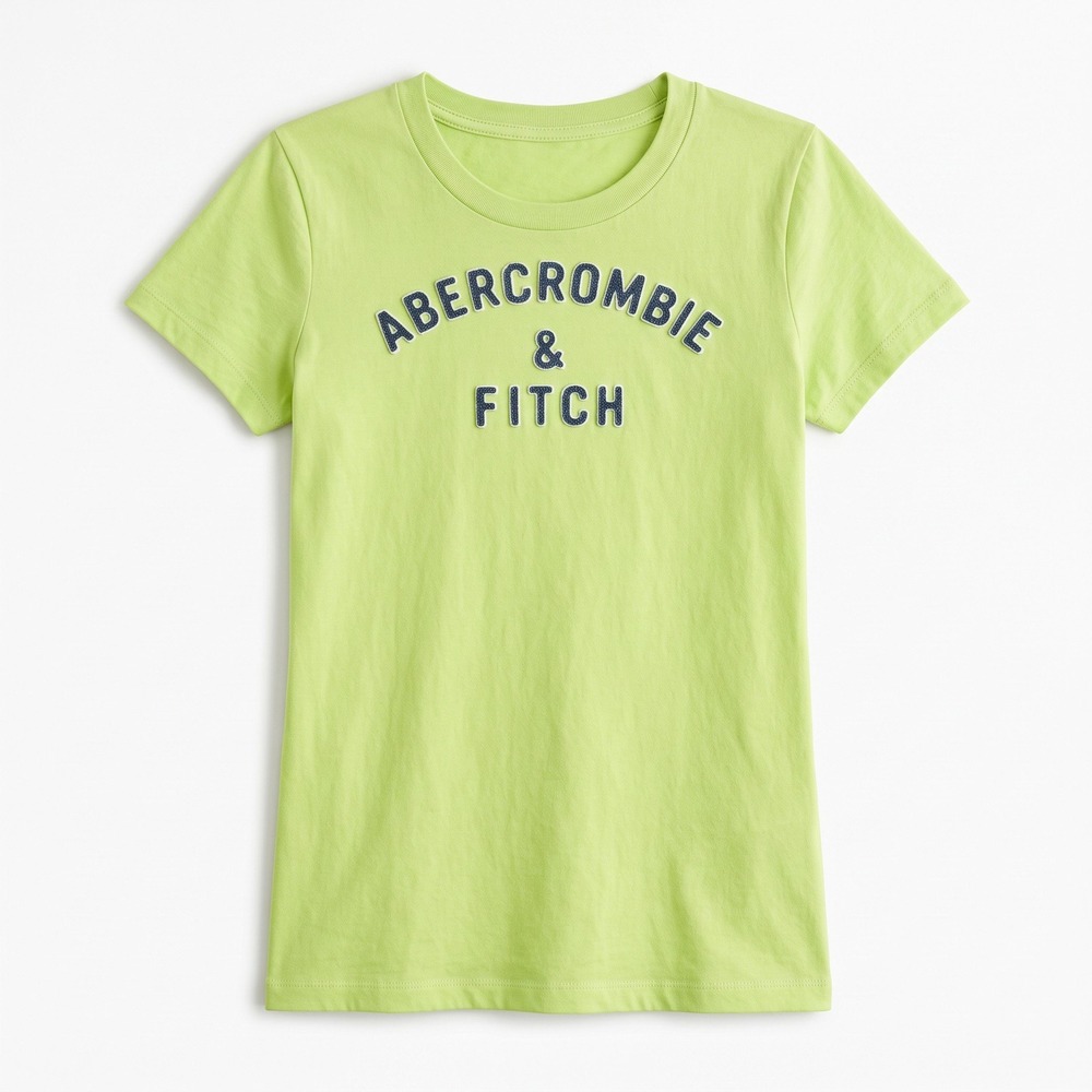 Abercrombie & Fitch M Green Womens Short Sleeve Logo Graphic Tee Preppy Casual
